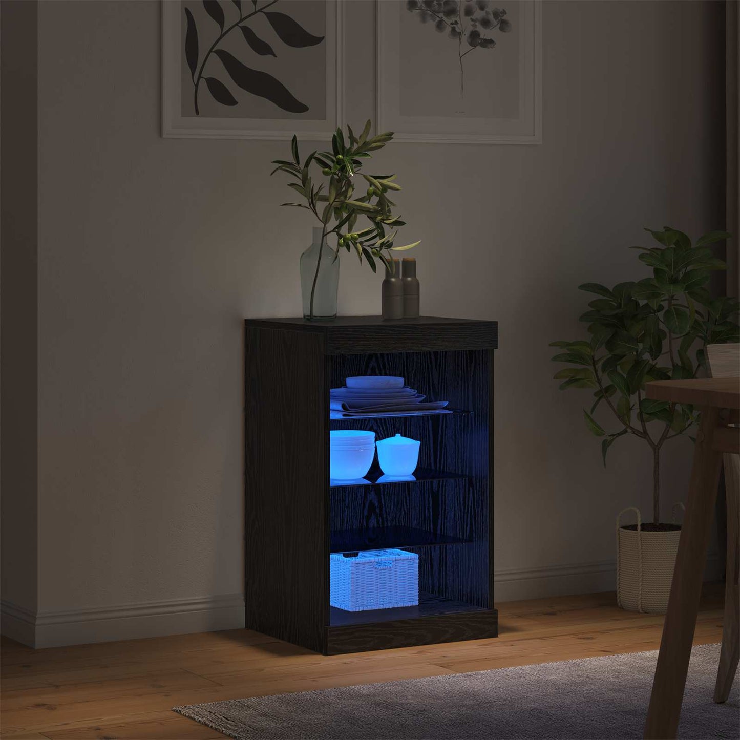 LED Sideboard Black Oak 41 x 37 x 67 cm Engineered Wood