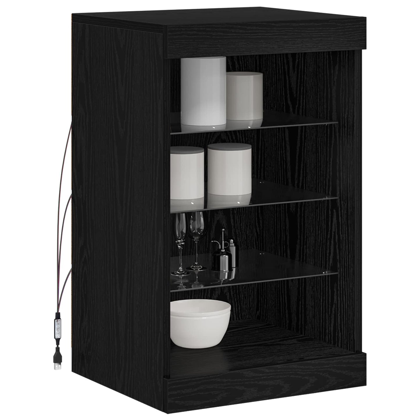 LED Sideboard Black Oak 41 x 37 x 67 cm Engineered Wood