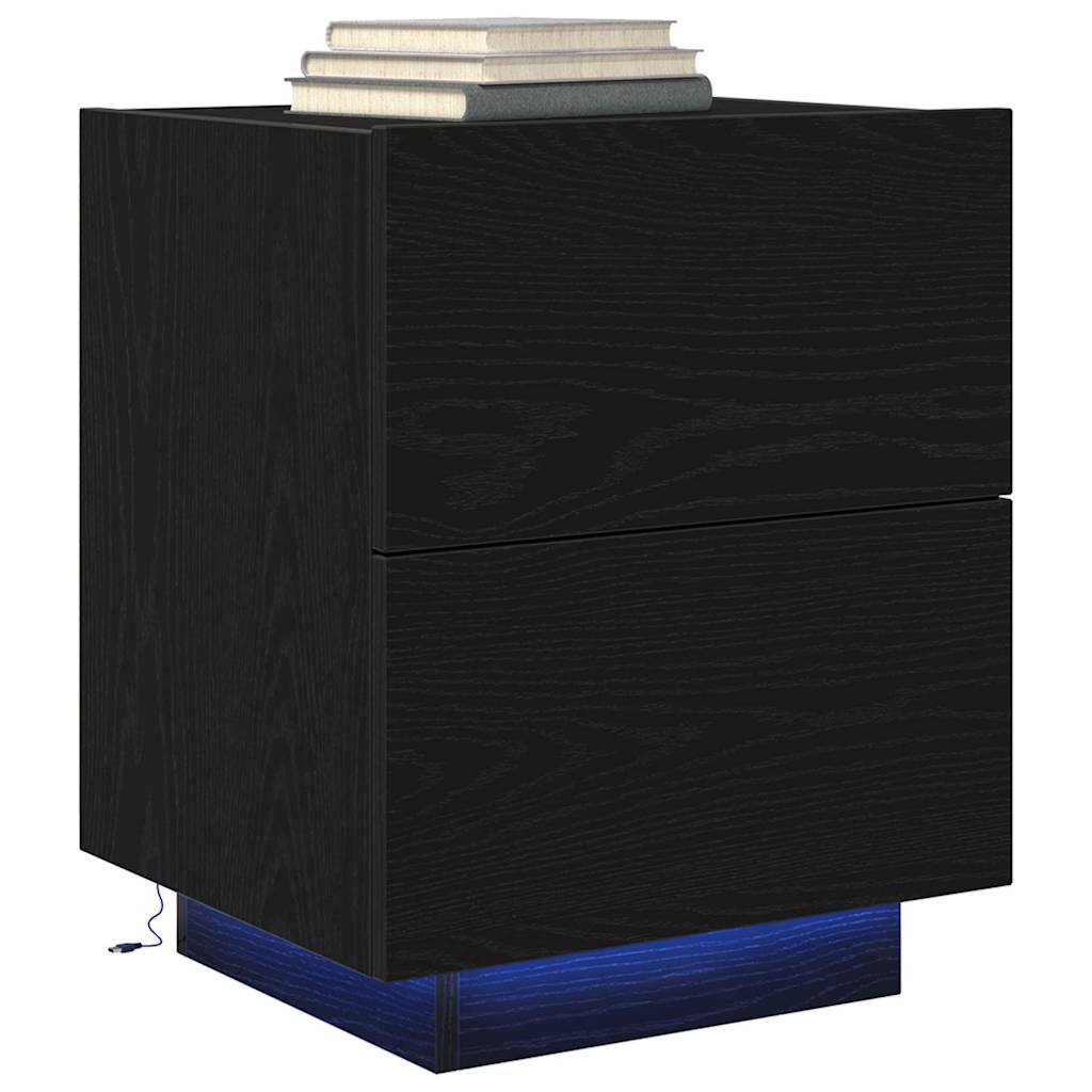 Bedside Cabinet Black Oak 45 x 40 x 55 cm Engineered Wood