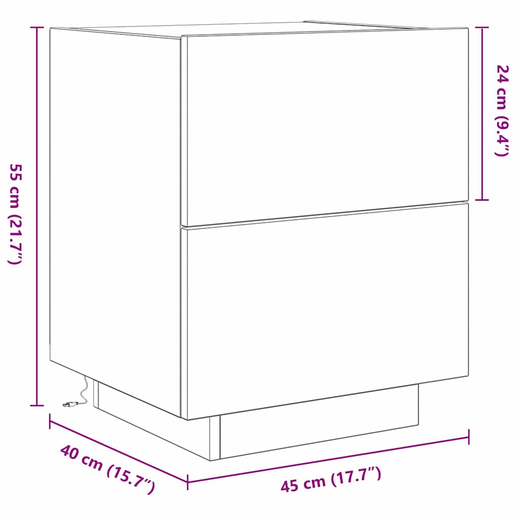Bedside Cabinet Black Oak 45 x 40 x 55 cm Engineered Wood