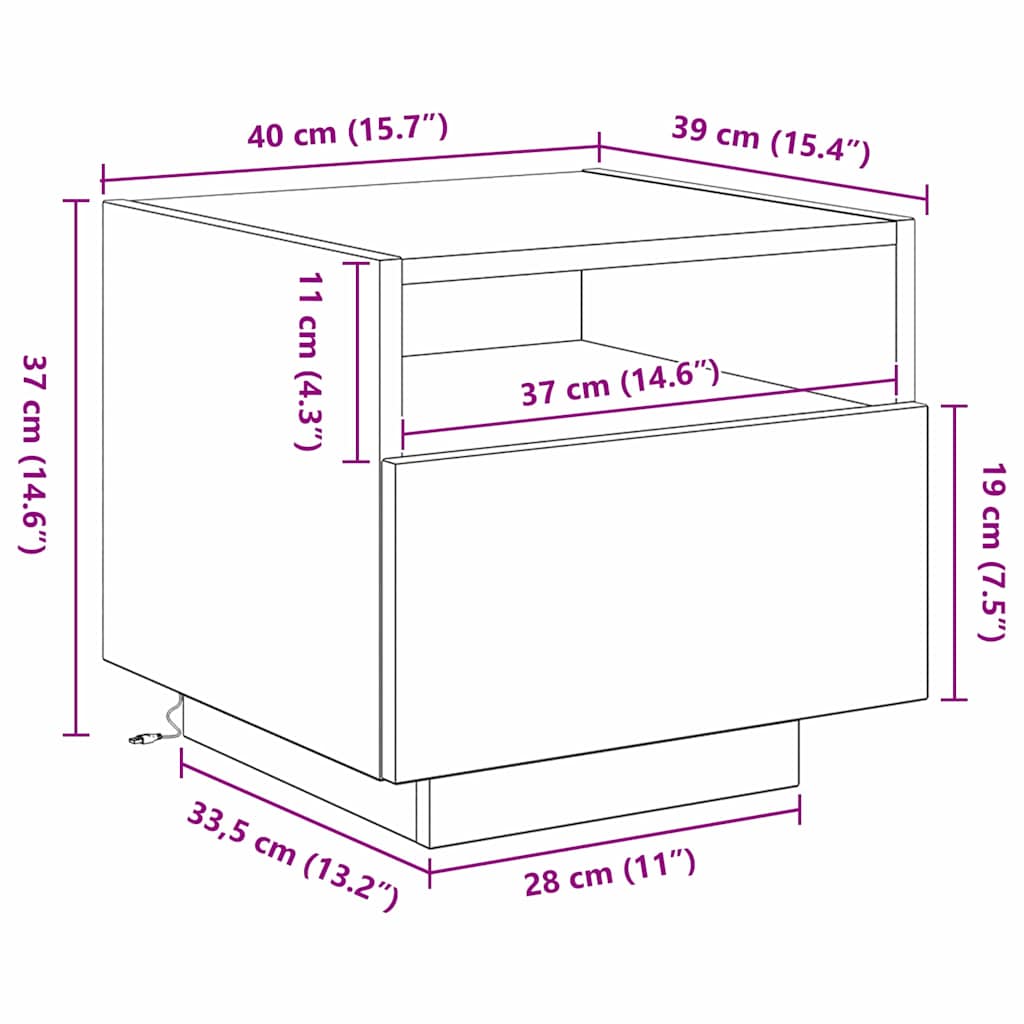 Bedside Cabinet Old Wood 40 x 39 x 37 cm Engineered Wood