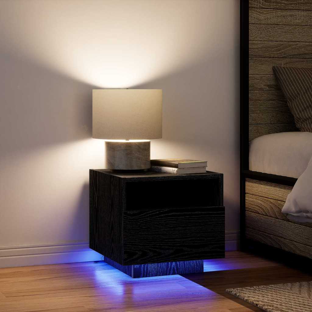 Bedside Cabinet Black Oak 40 x 39 x 37 cm Engineered Wood