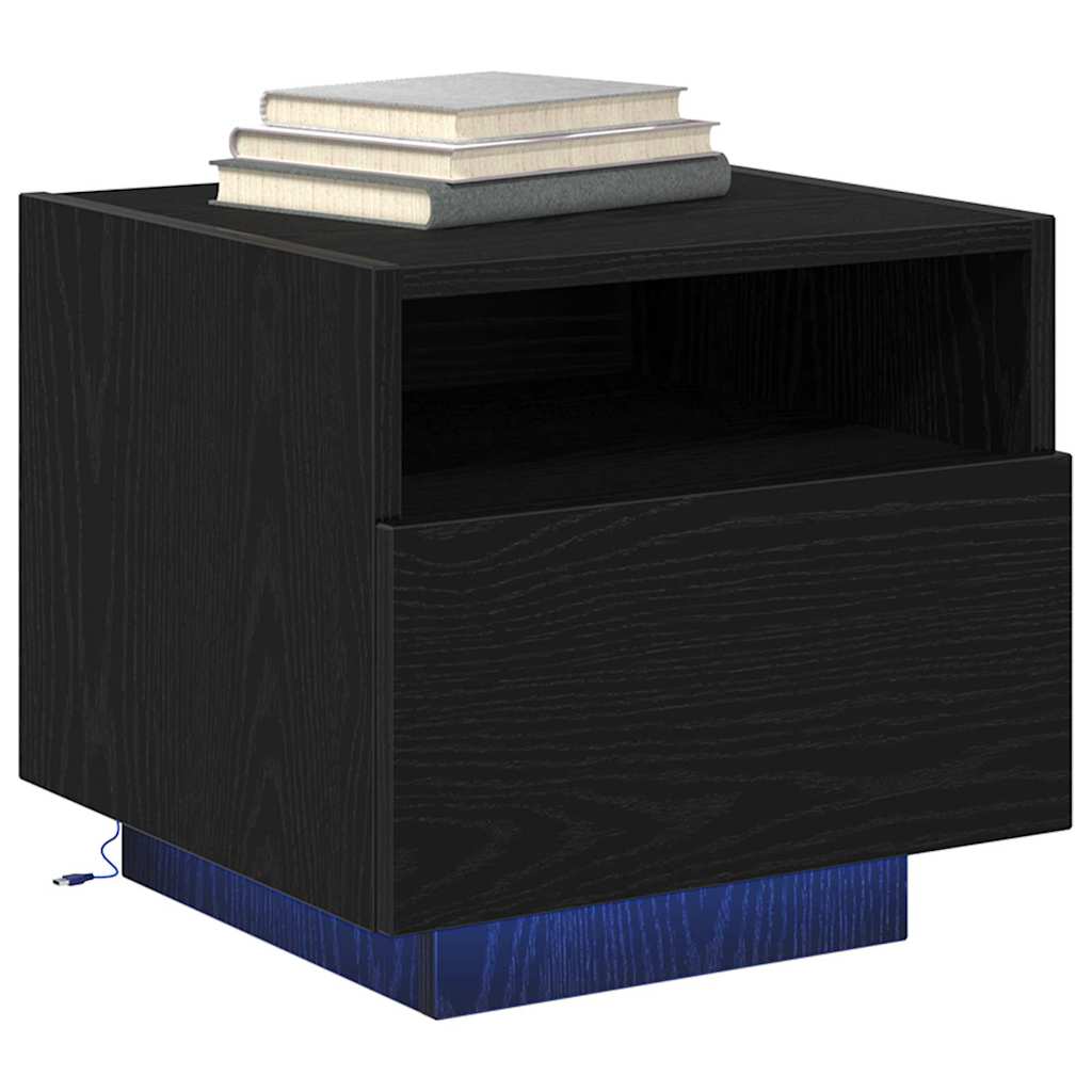 Bedside Cabinet Black Oak 40 x 39 x 37 cm Engineered Wood
