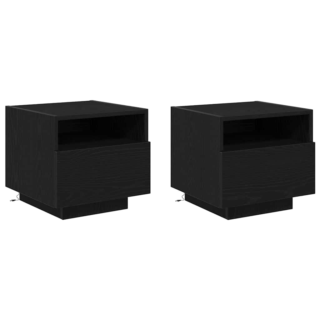 Bedside Cabinet 2 pcs Black Oak 40 x 39 x 37 cm Engineered Wood