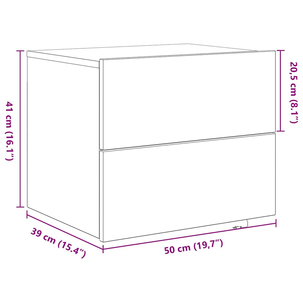 Bedside Cabinet Old Wood 50 x 39 x 41 cm Engineered Wood