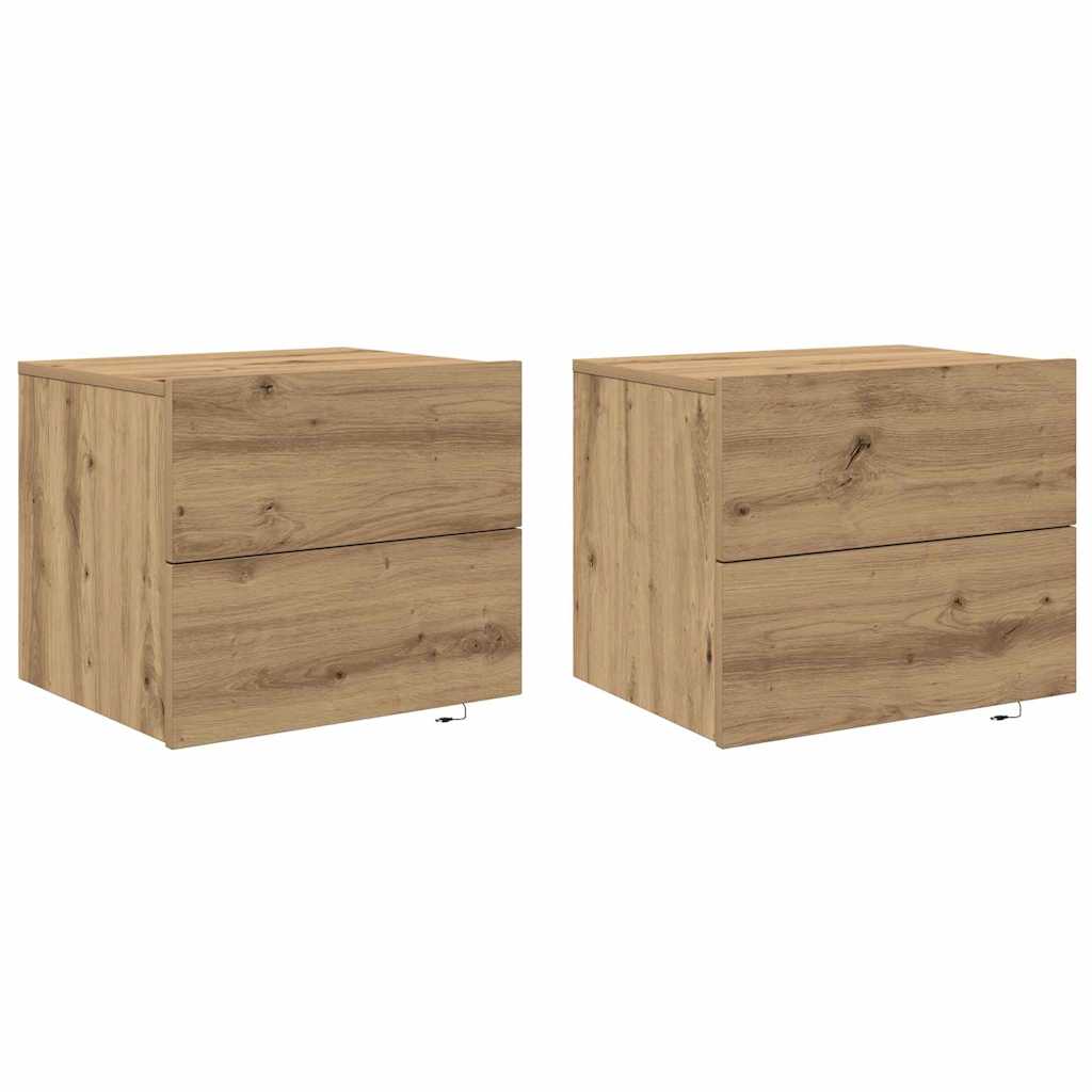Bedside Cabinet with Drawer 2 pcs Artisan Oak 50 x 39 x 41 cm