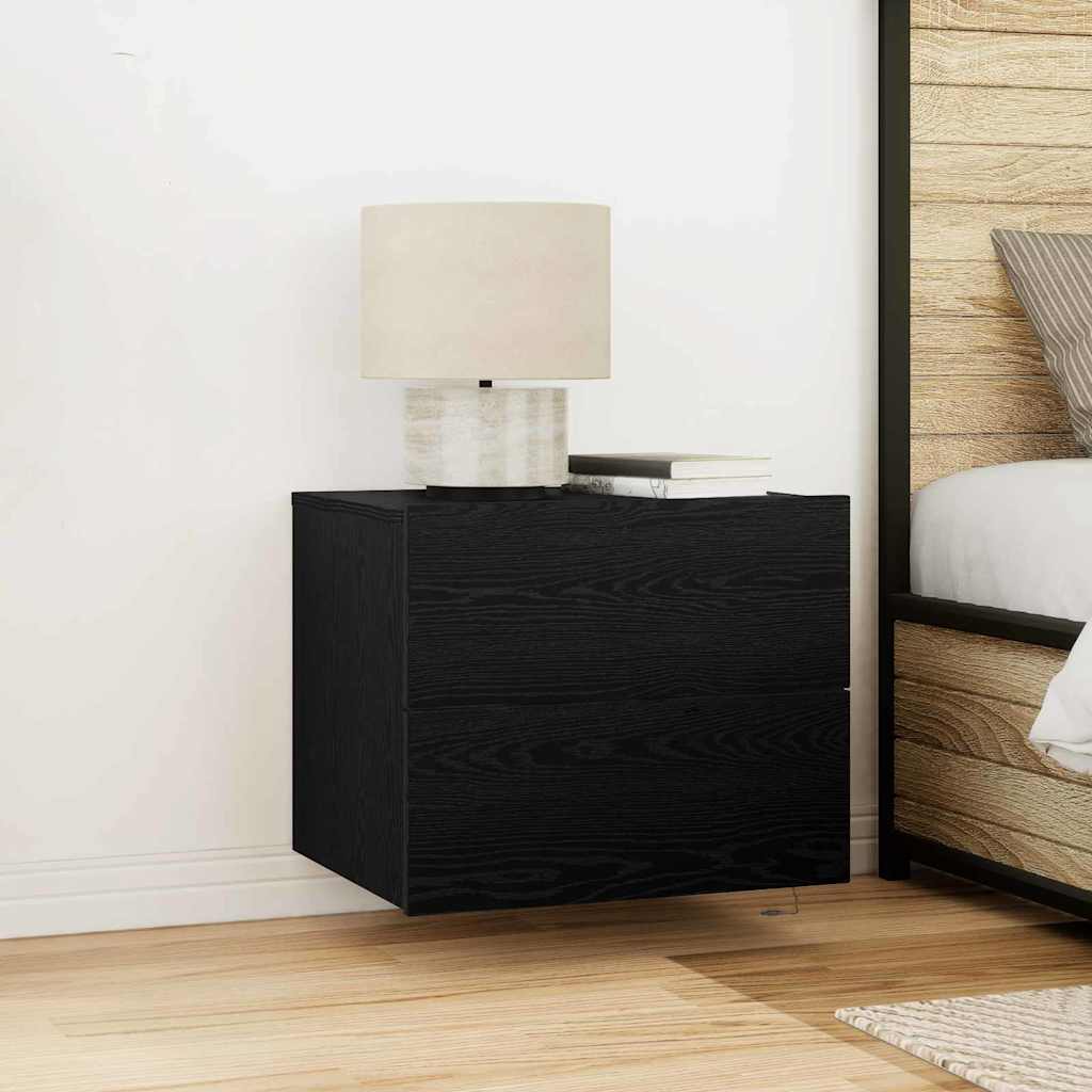 Bedside Cabinet 2 pcs Black Oak 50 x 39 x 41 cm Engineered Wood