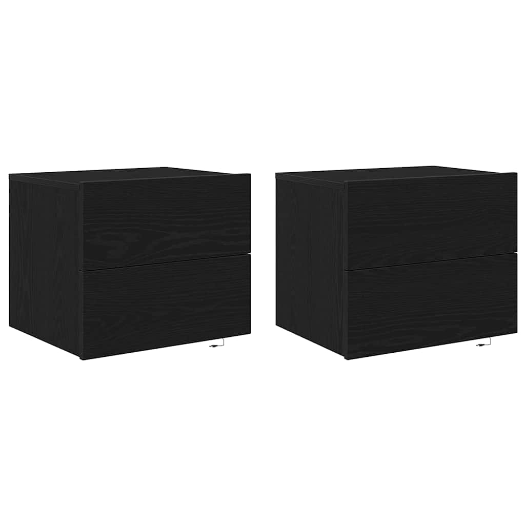 Bedside Cabinet 2 pcs Black Oak 50 x 39 x 41 cm Engineered Wood
