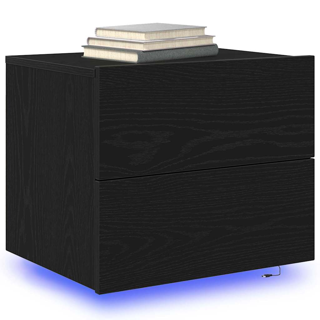 Bedside Cabinet 2 pcs Black Oak 50 x 39 x 41 cm Engineered Wood