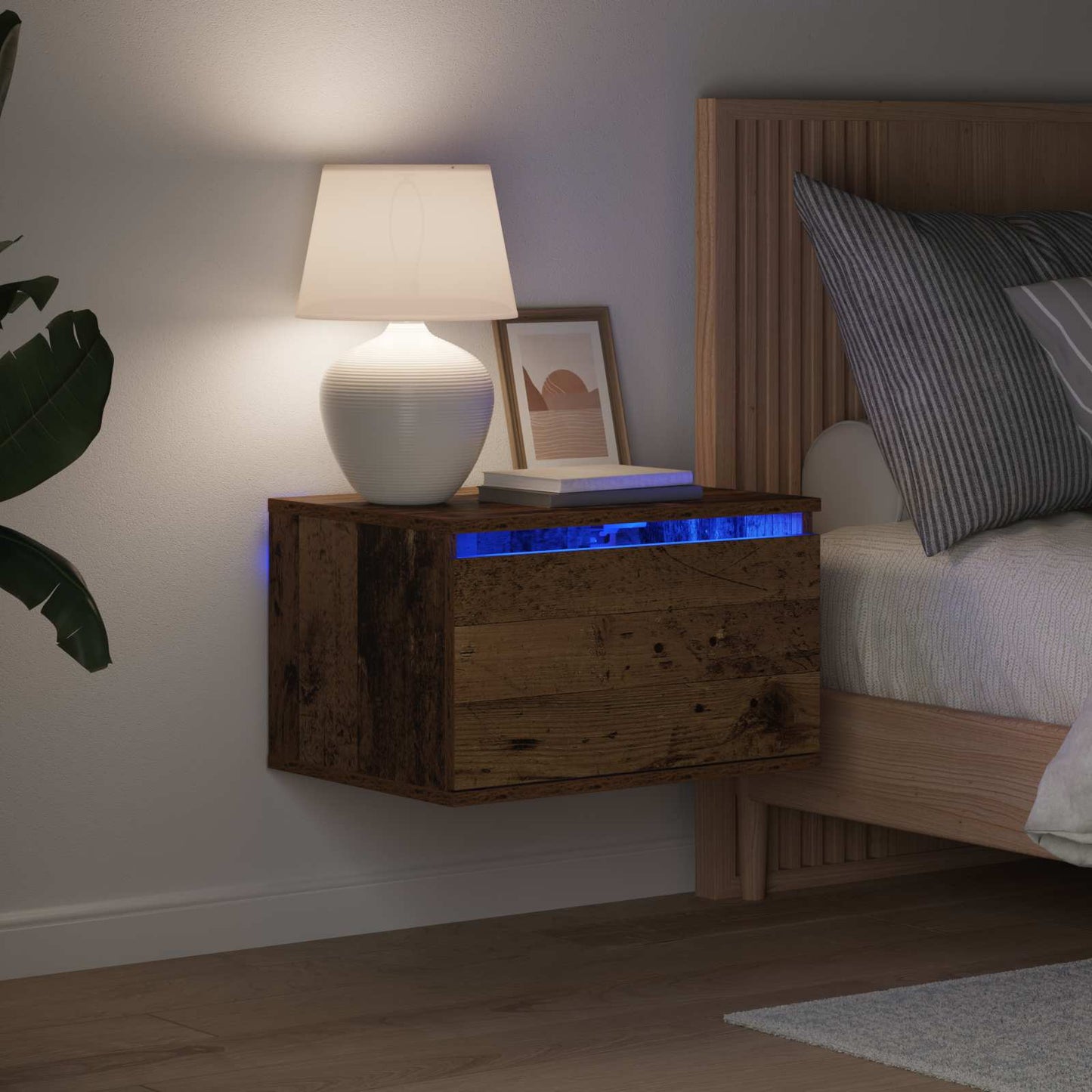 Wall-mounted Bedside Cabinet 2 pcs Old Wood Engineered Wood