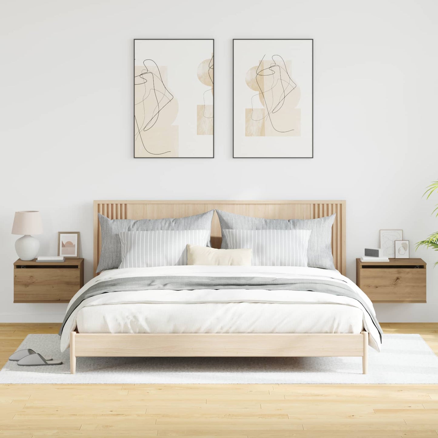 Wall-mounted Bedside Cabinet 2 pcs Artisan Oak 50 x 36 x 30 cm