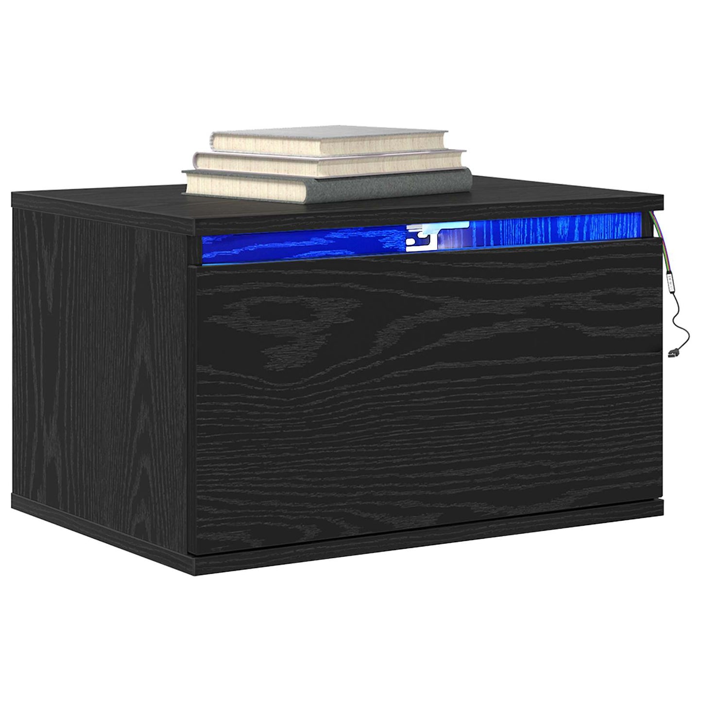 Wall-mounted Bedside Cabinet Black Oak 50 x 36 x 30 cm