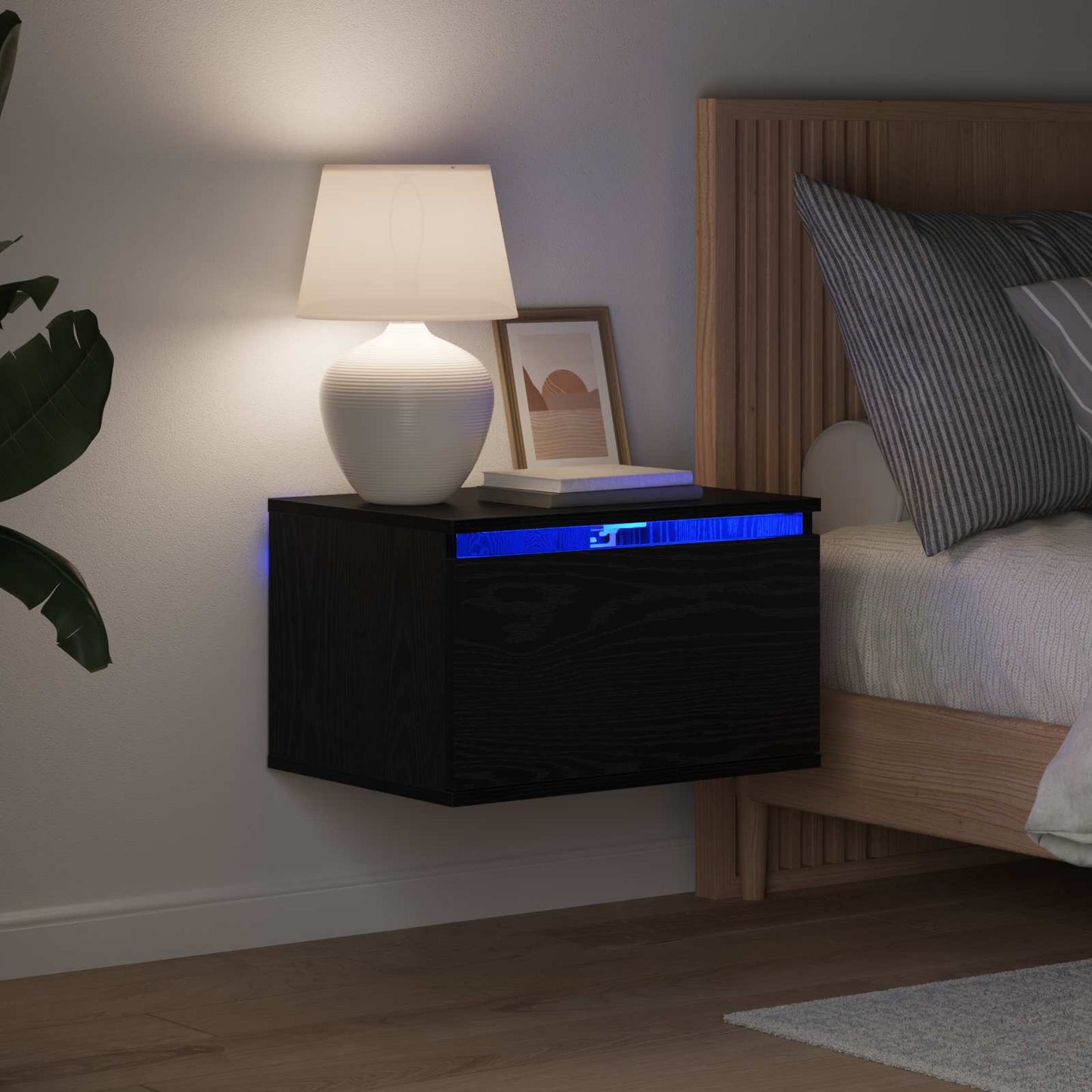 Wall-mounted Bedside Cabinet 2 pcs Black Oak 50 x 36 x 30 cm