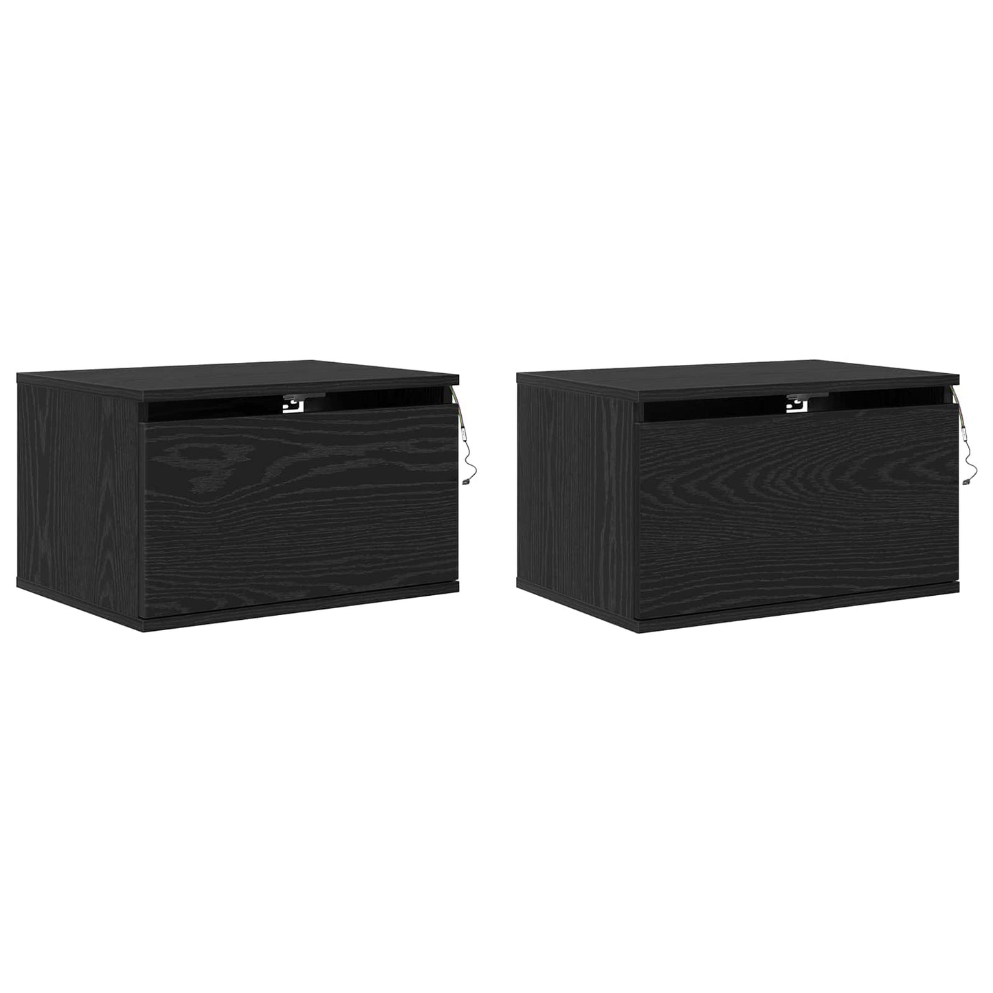 Wall-mounted Bedside Cabinet 2 pcs Black Oak 50 x 36 x 30 cm