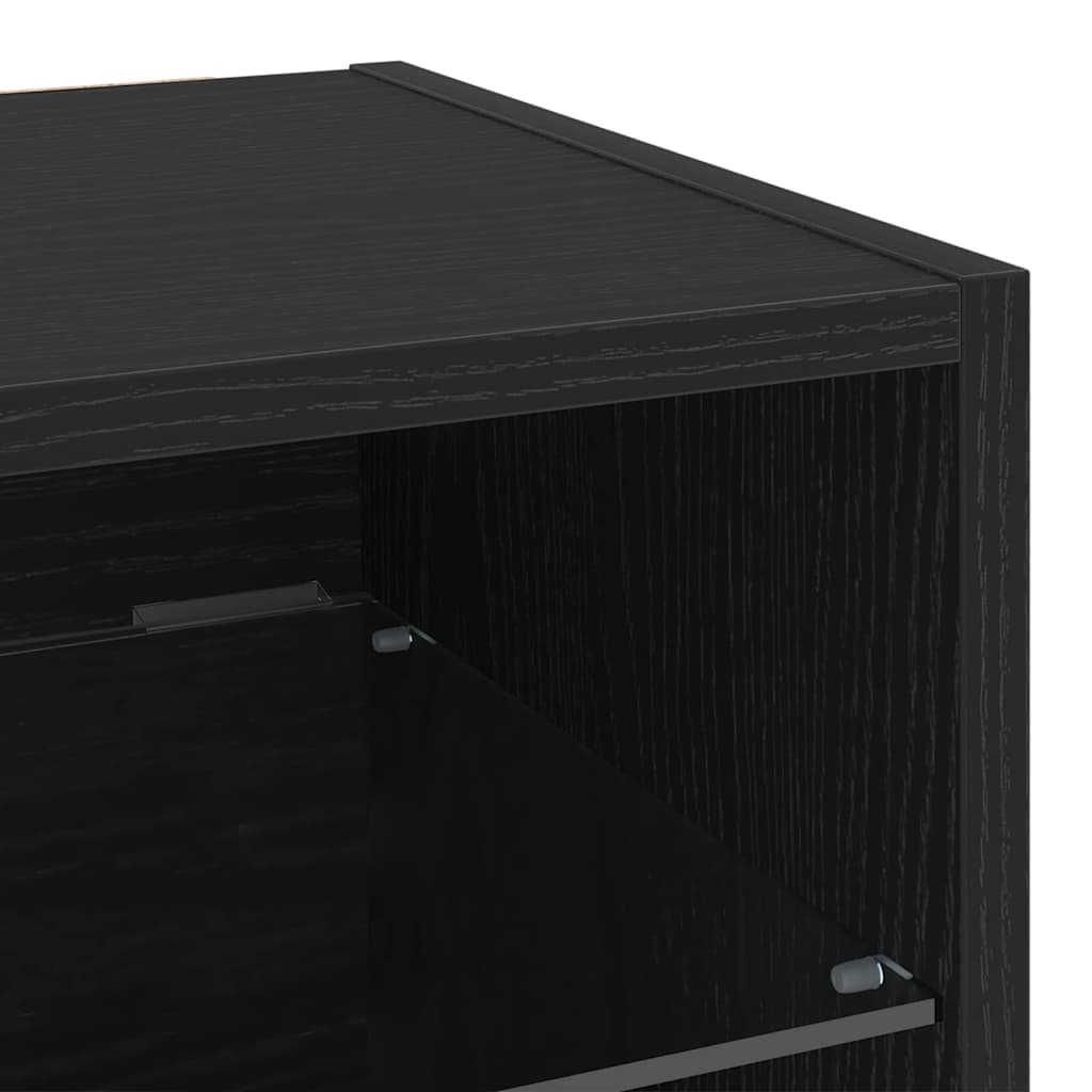 LED Wall Bedside Cabinet Black 30 x 28.5 x 30 cm
