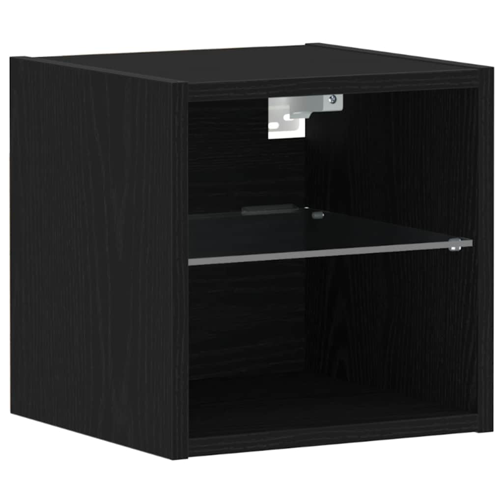 LED Wall Bedside Cabinet Wall-mounted Black 30 x 28.5 x 30 cm
