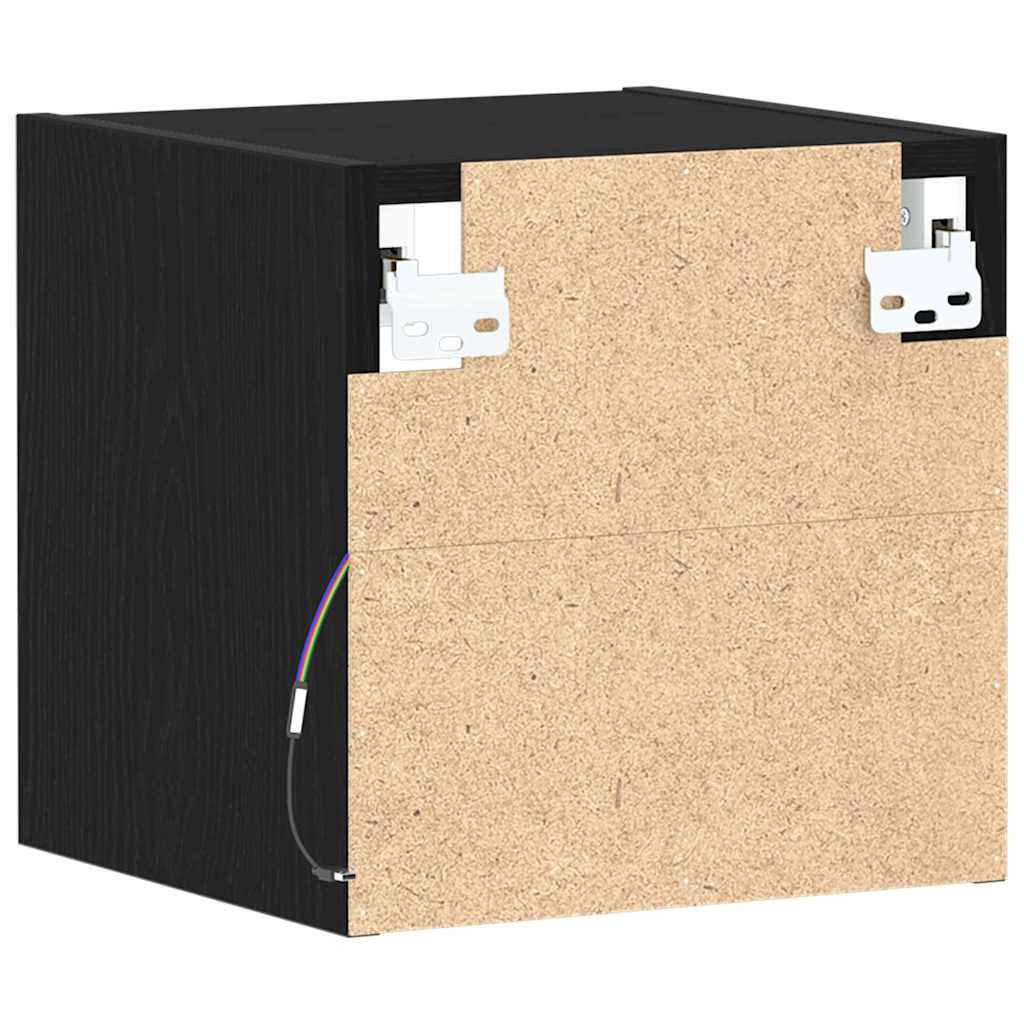 LED Wall Bedside Cabinet Black 30 x 28.5 x 30 cm