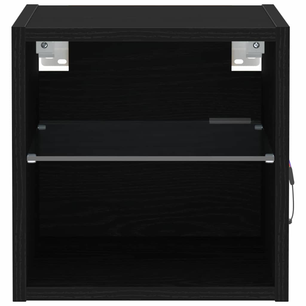LED Wall Bedside Cabinet Black 30 x 28.5 x 30 cm