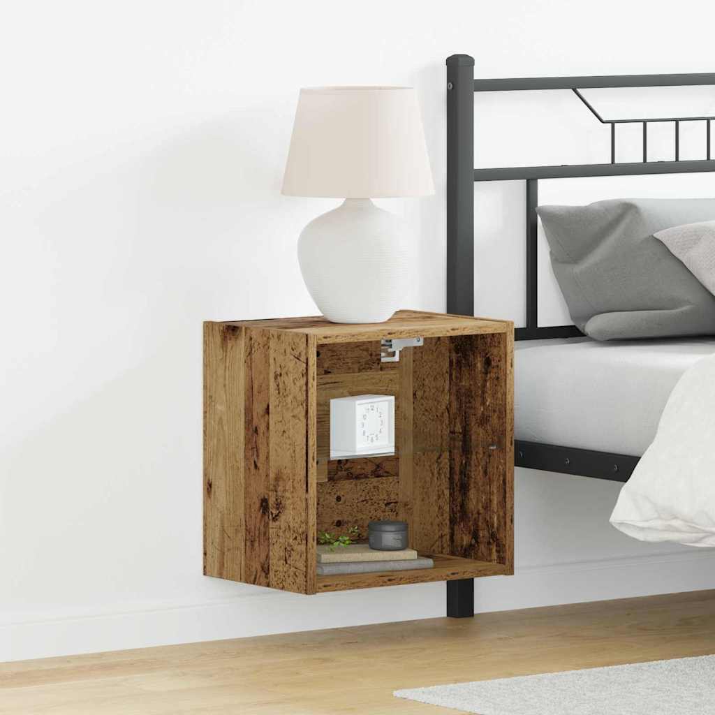Floating Shelf with LED Light 2 pcs Brown 40 x 28.5 x 40 cm