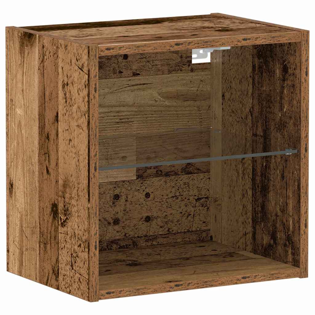 Floating Shelf with LED Light 2 pcs Brown 40 x 28.5 x 40 cm