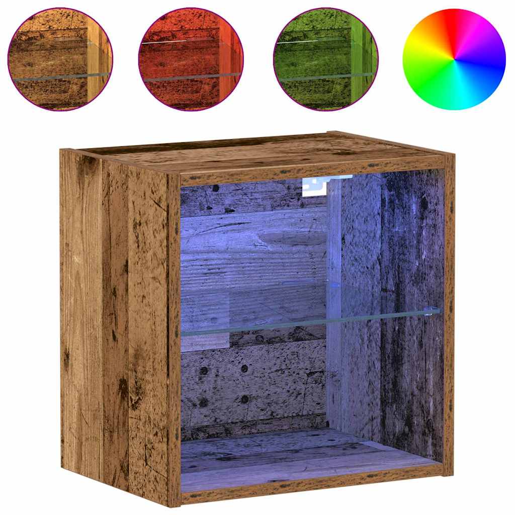 Floating Shelf with LED Light 2 pcs Brown 40 x 28.5 x 40 cm
