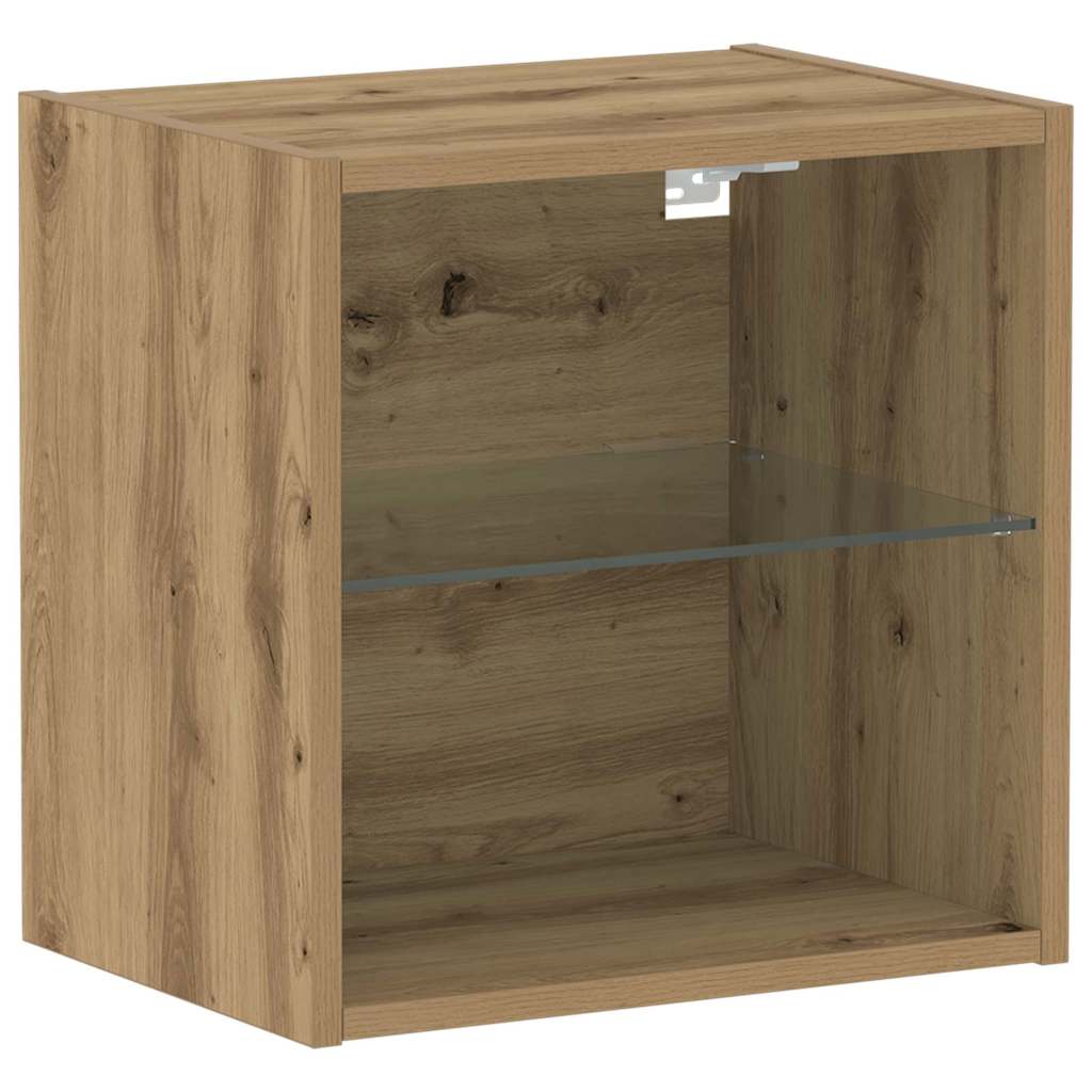 Floating Shelf with LED Light Brown 40 x 28.5 x 40 cm