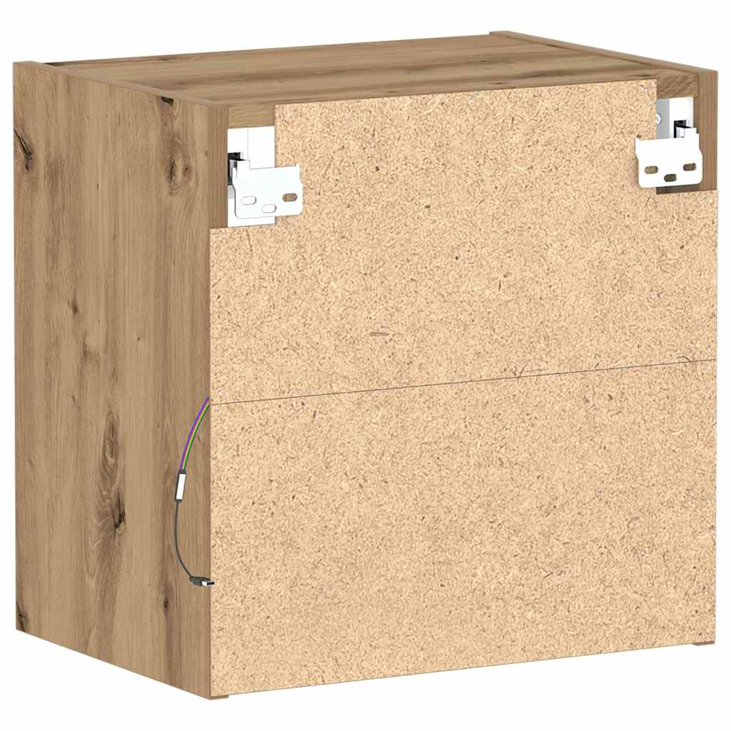 Floating Shelf with LED Light Brown 40 x 28.5 x 40 cm