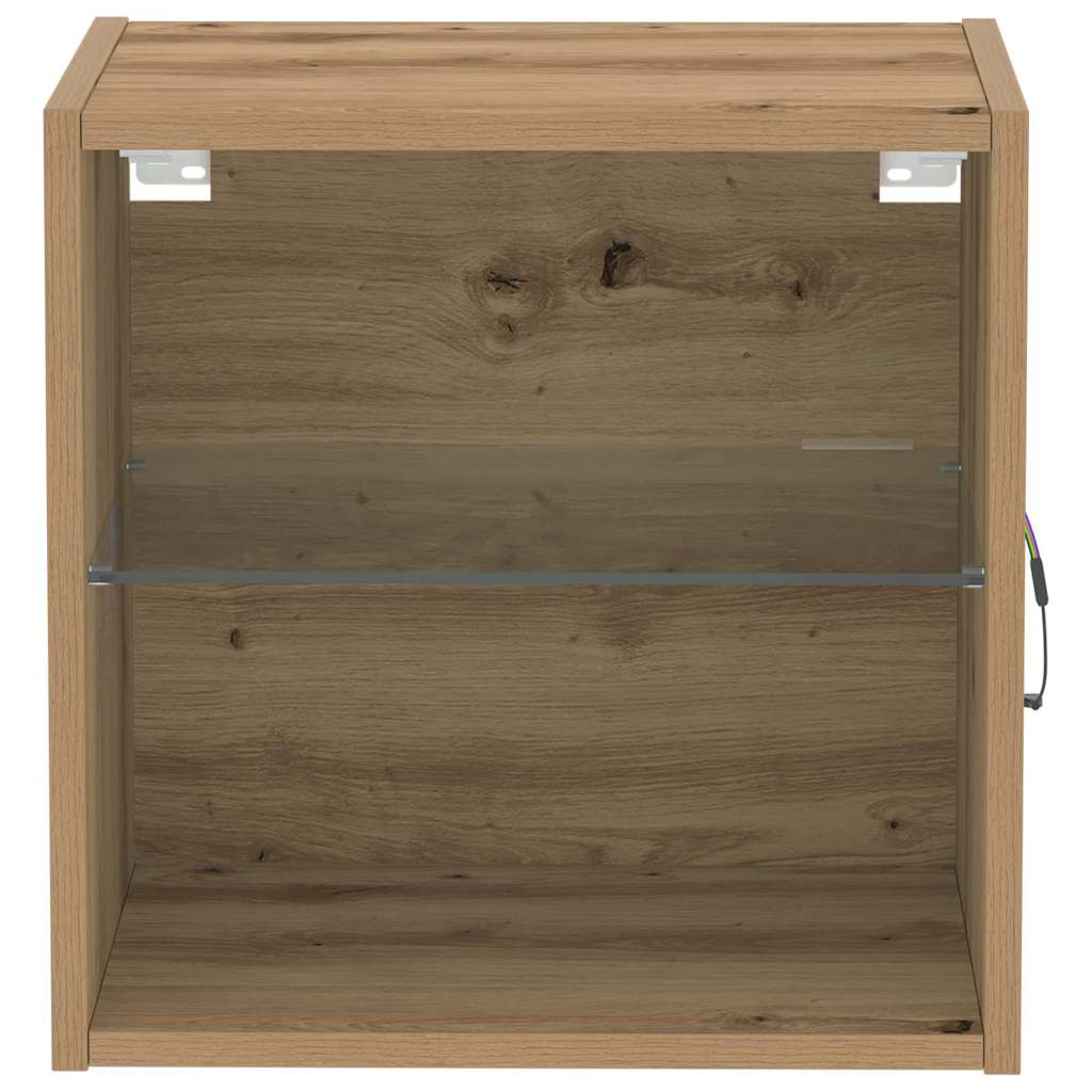 Floating Shelf with LED Light Brown 40 x 28.5 x 40 cm