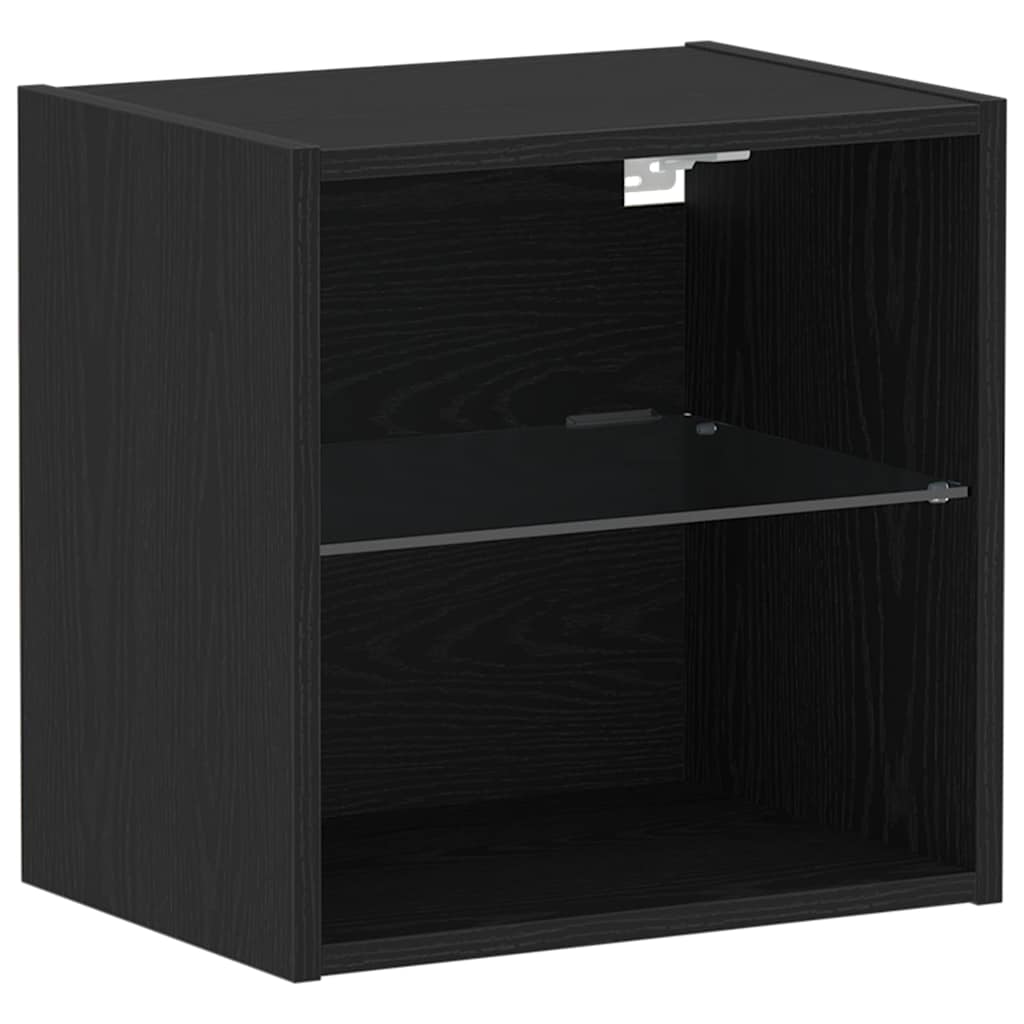 Floating Shelf with LED Light Black 40 x 28.5 x 40 cm