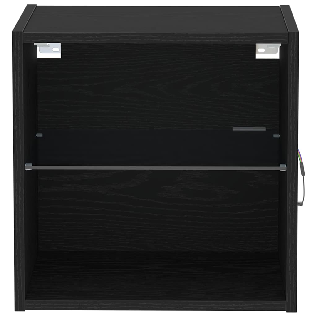 Floating Shelf with LED Light Black 40 x 28.5 x 40 cm
