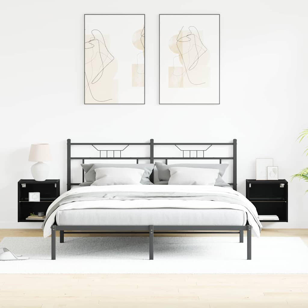 Floating Shelf with LED Light 2 pcs Black 40 x 28.5 x 40 cm