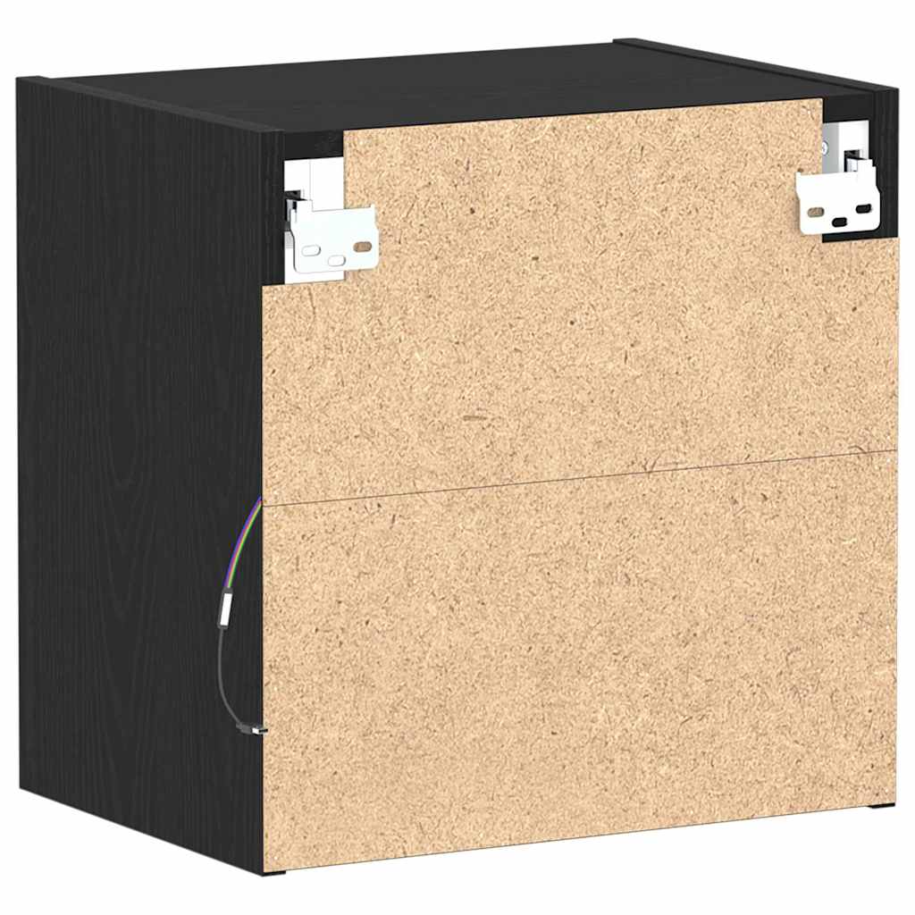 Floating Shelf with LED Light 2 pcs Black 40 x 28.5 x 40 cm