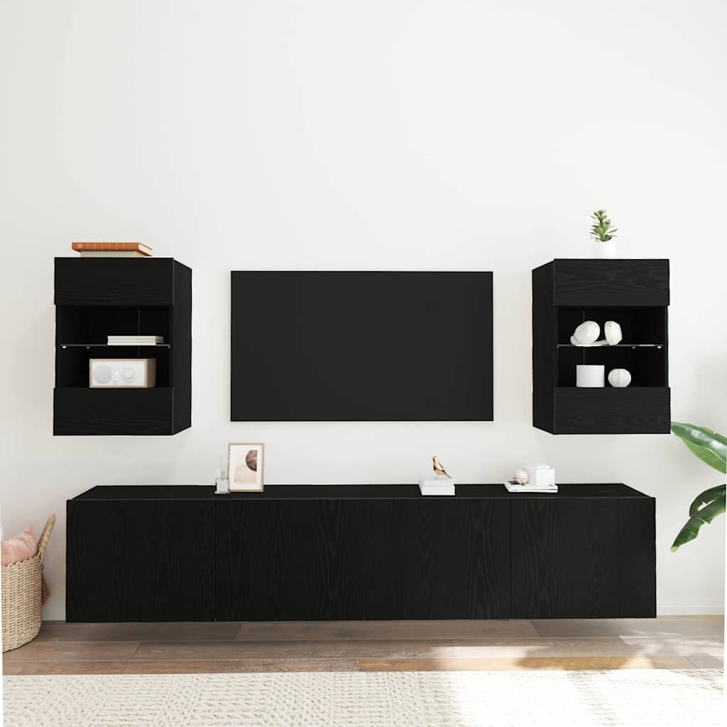 TV Cabinet Set 2 pcs Black 40 x 30 x 60.5 cm Engineered Wood