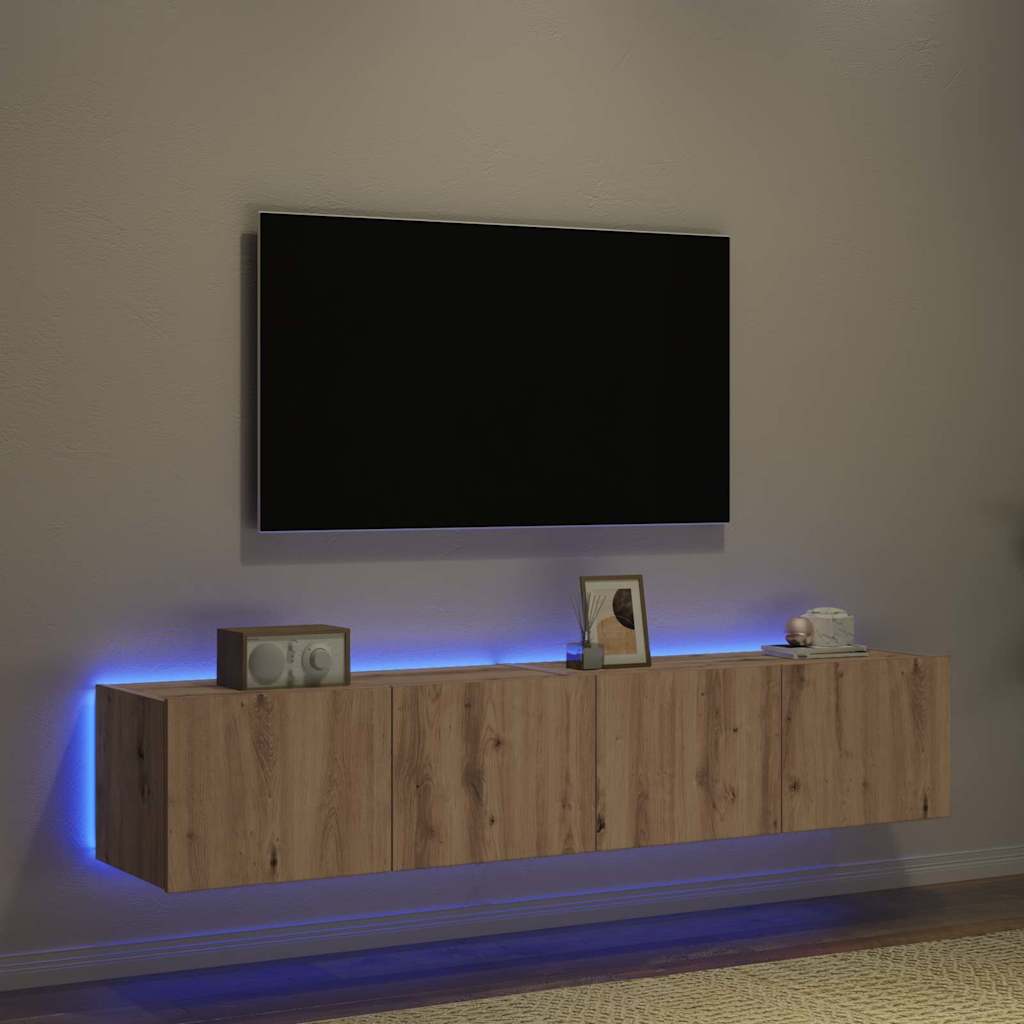 TV Wall Cabinet with LED 2 pcs Artisan Oak 80 x 35 x 31 cm