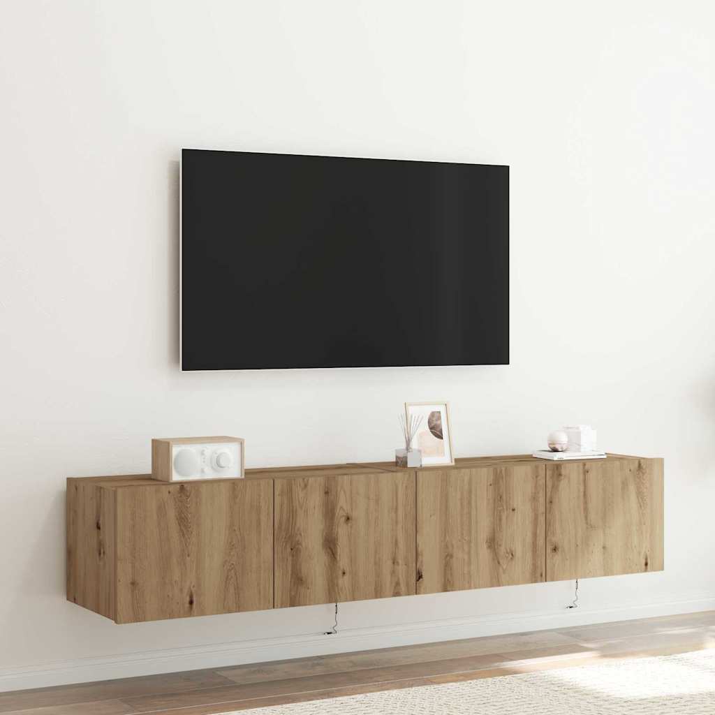 TV Wall Cabinet with LED 2 pcs Artisan Oak 80 x 35 x 31 cm