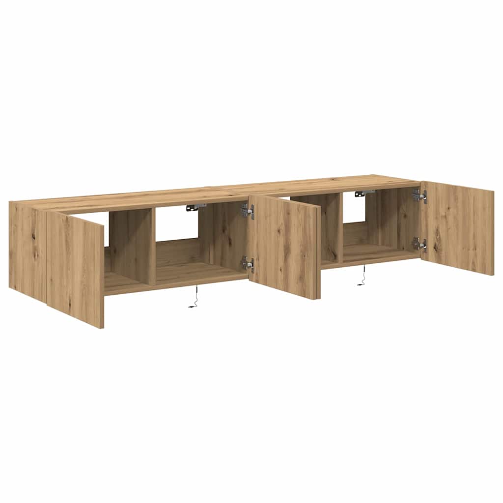 TV Wall Cabinet with LED 2 pcs Artisan Oak 80 x 35 x 31 cm