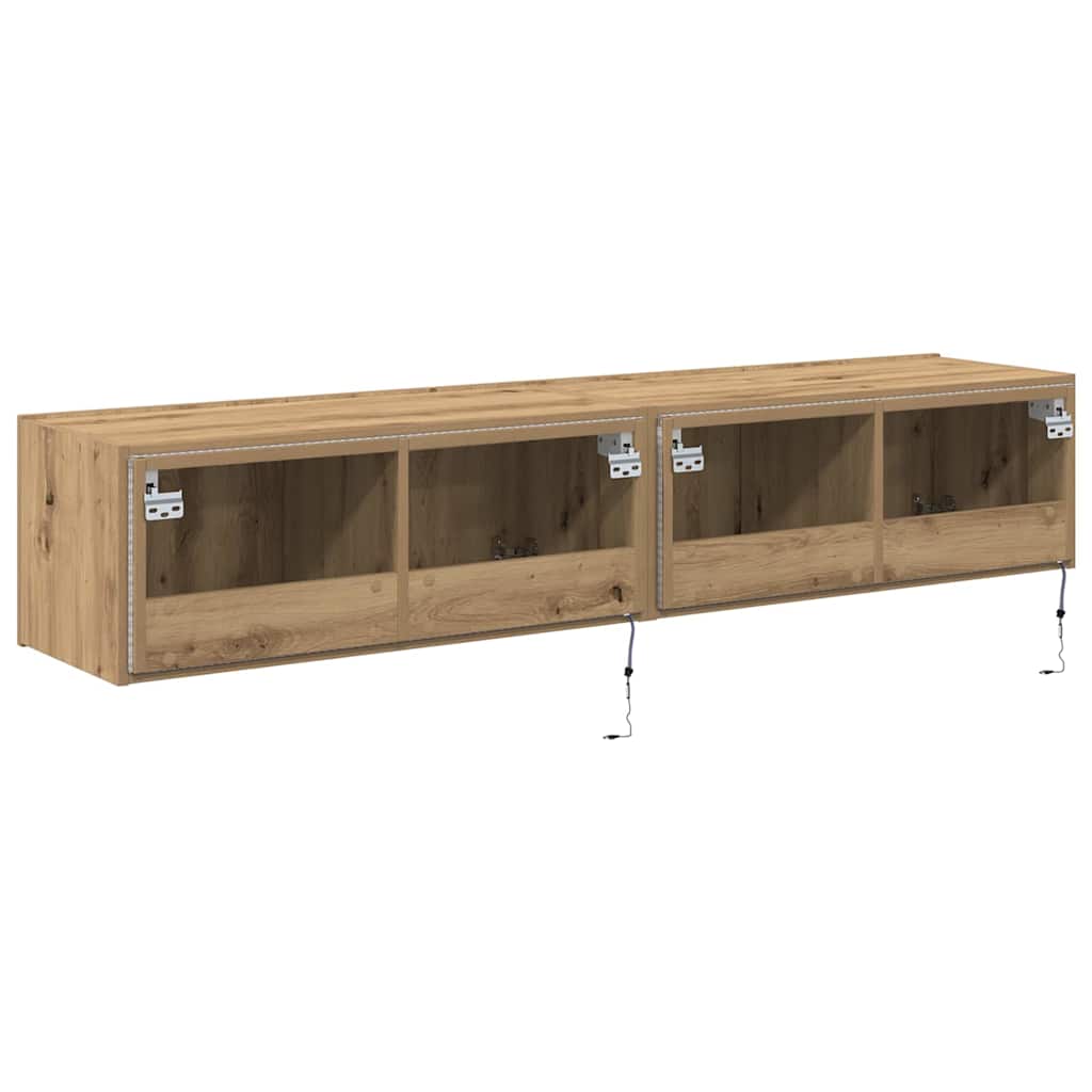 TV Wall Cabinet with LED 2 pcs Artisan Oak 80 x 35 x 31 cm