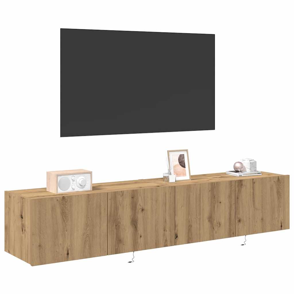 TV Wall Cabinet with LED 2 pcs Artisan Oak 80 x 35 x 31 cm