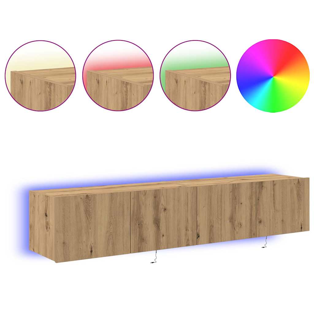TV Wall Cabinet with LED 2 pcs Artisan Oak 80 x 35 x 31 cm