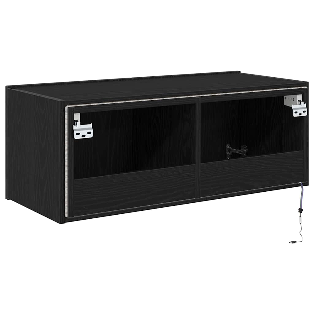 TV Wall Cabinet Black Oak 80 x 35 x 31 cm Engineered Wood