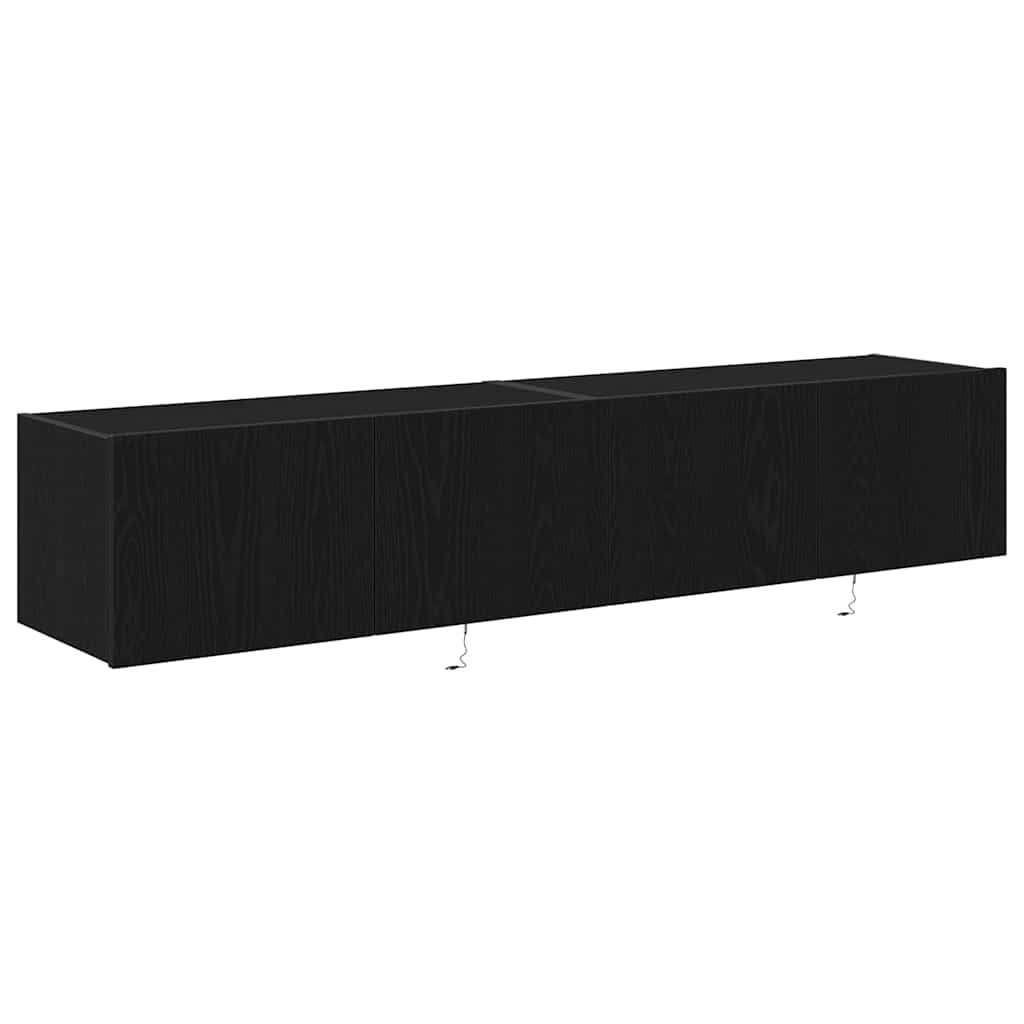 TV Wall Cabinet 2 pcs Black Oak 80 x 35 x 31 cm Engineered Wood