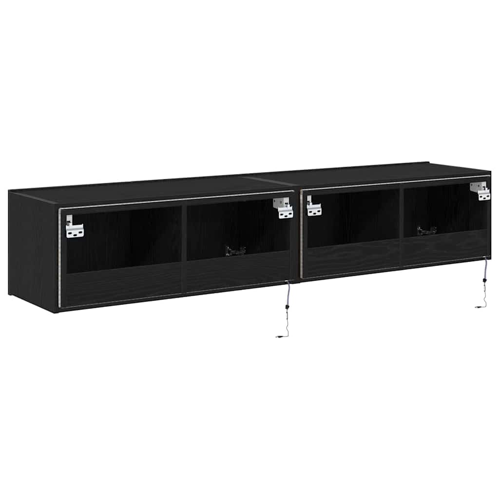 TV Wall Cabinet 2 pcs Black Oak 80 x 35 x 31 cm Engineered Wood