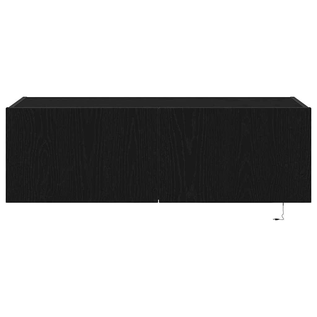 TV Wall Cabinet with LED 2 pcs Black Oak 100 x 35 x 31 cm