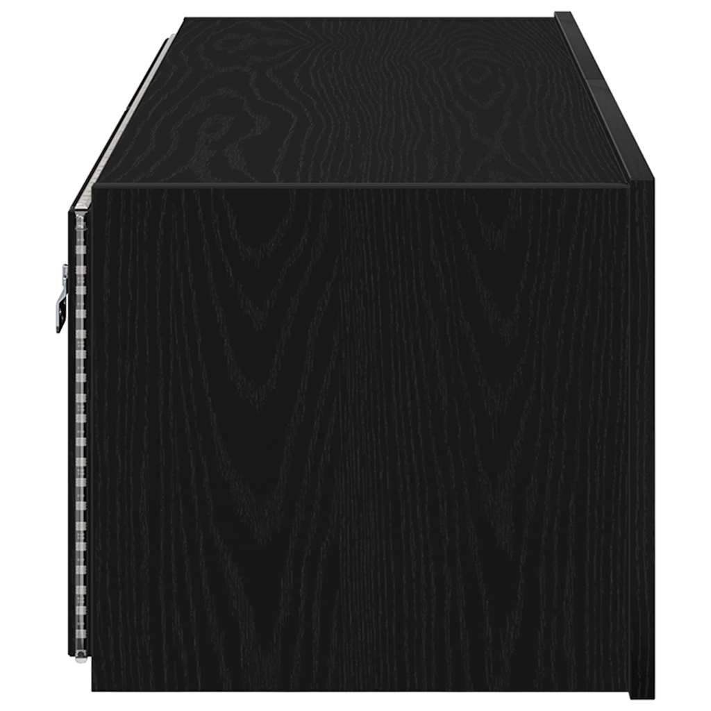 TV Wall Cabinet with LED 2 pcs Black Oak 100 x 35 x 31 cm