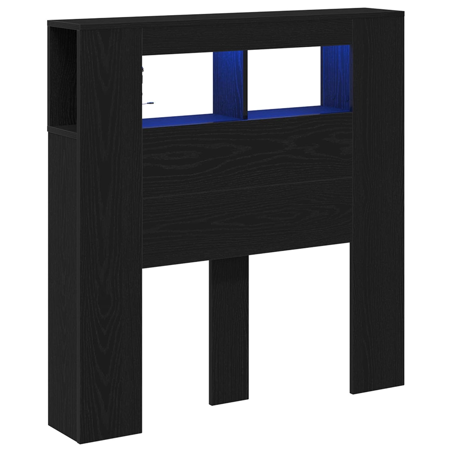 LED Headboard Black Oak 100 x 18.5 x 103.5 cm Engineered Wood