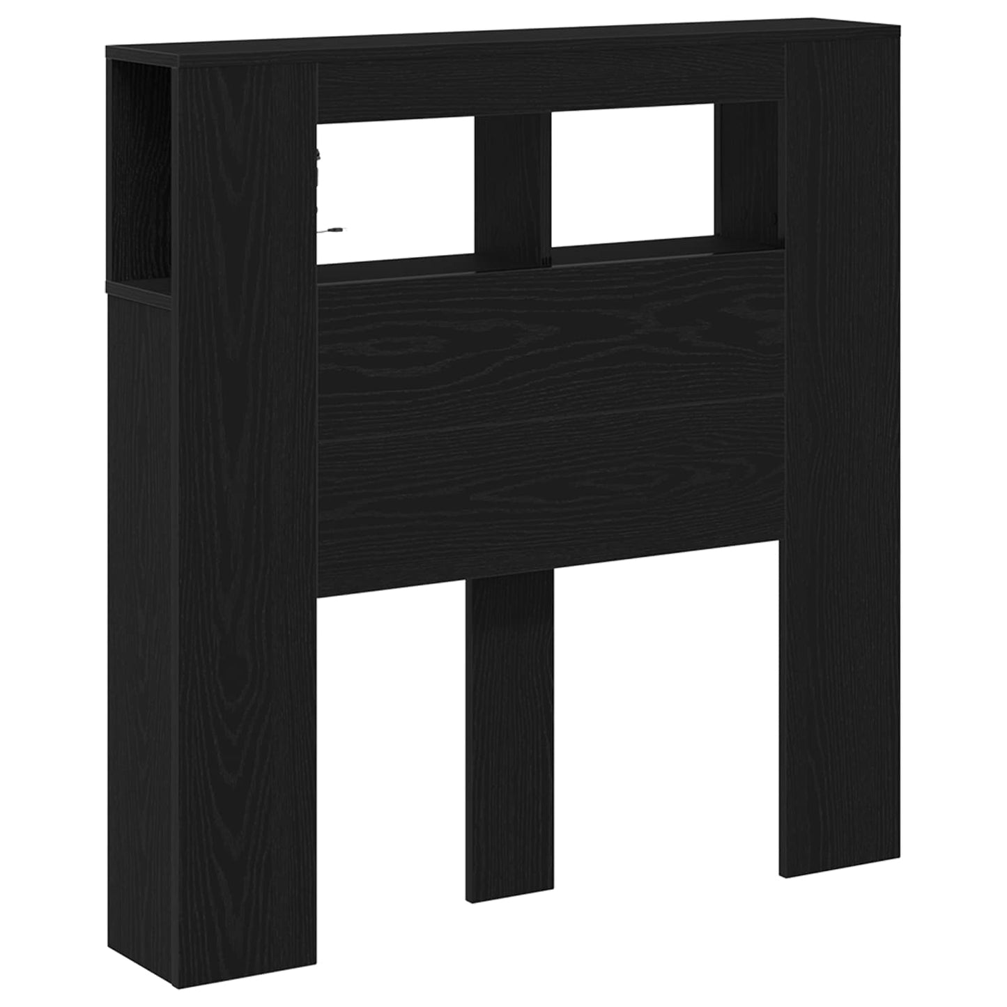 LED Headboard Black Oak 100 x 18.5 x 103.5 cm Engineered Wood
