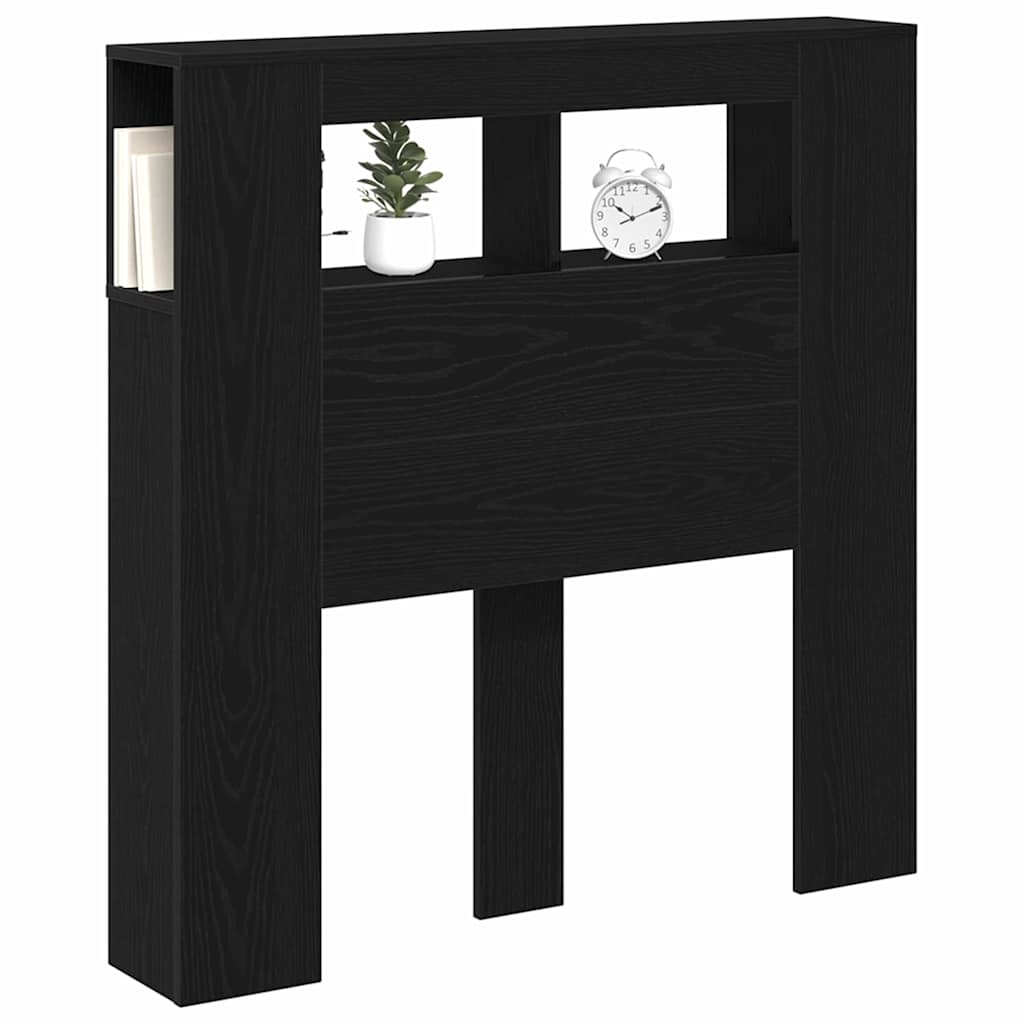 LED Headboard Black Oak 100 x 18.5 x 103.5 cm Engineered Wood