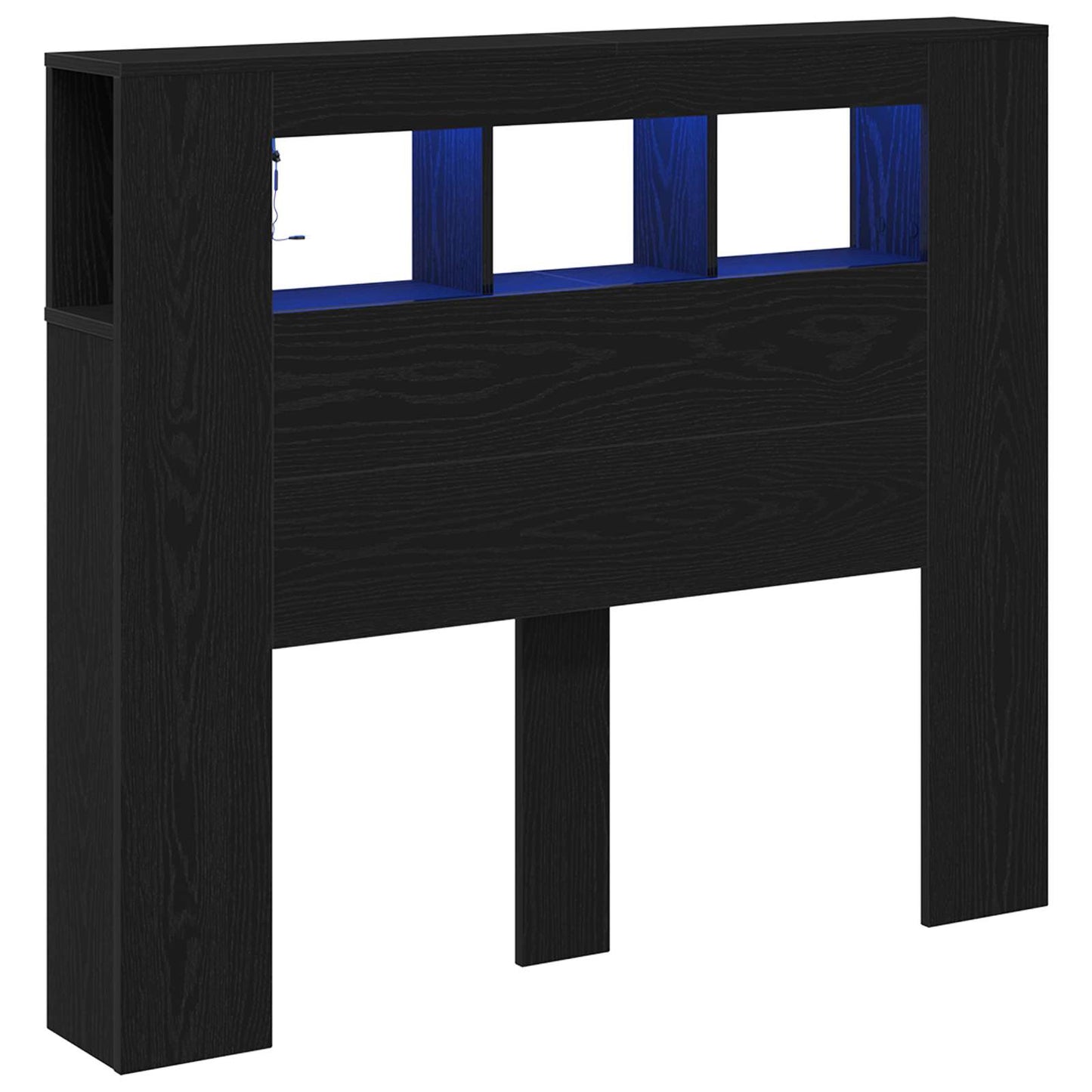 LED Headboard Black Oak 120 x 18.5 x 103.5 cm Engineered Wood
