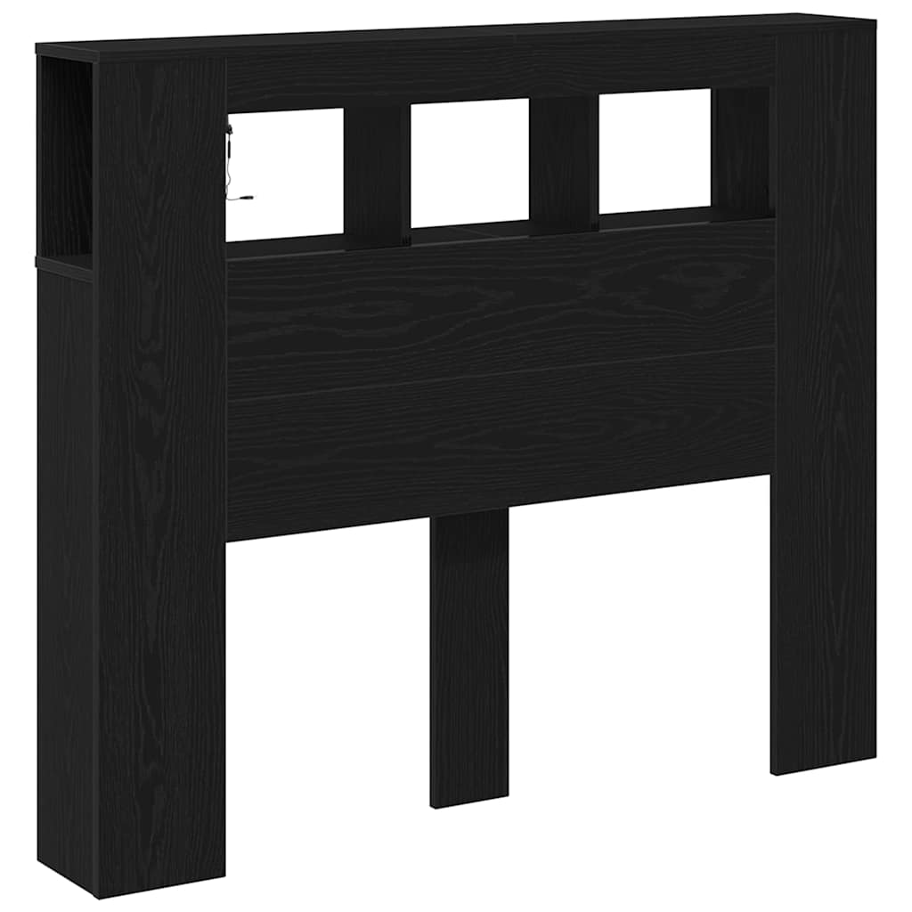 LED Headboard Black Oak 120 x 18.5 x 103.5 cm Engineered Wood
