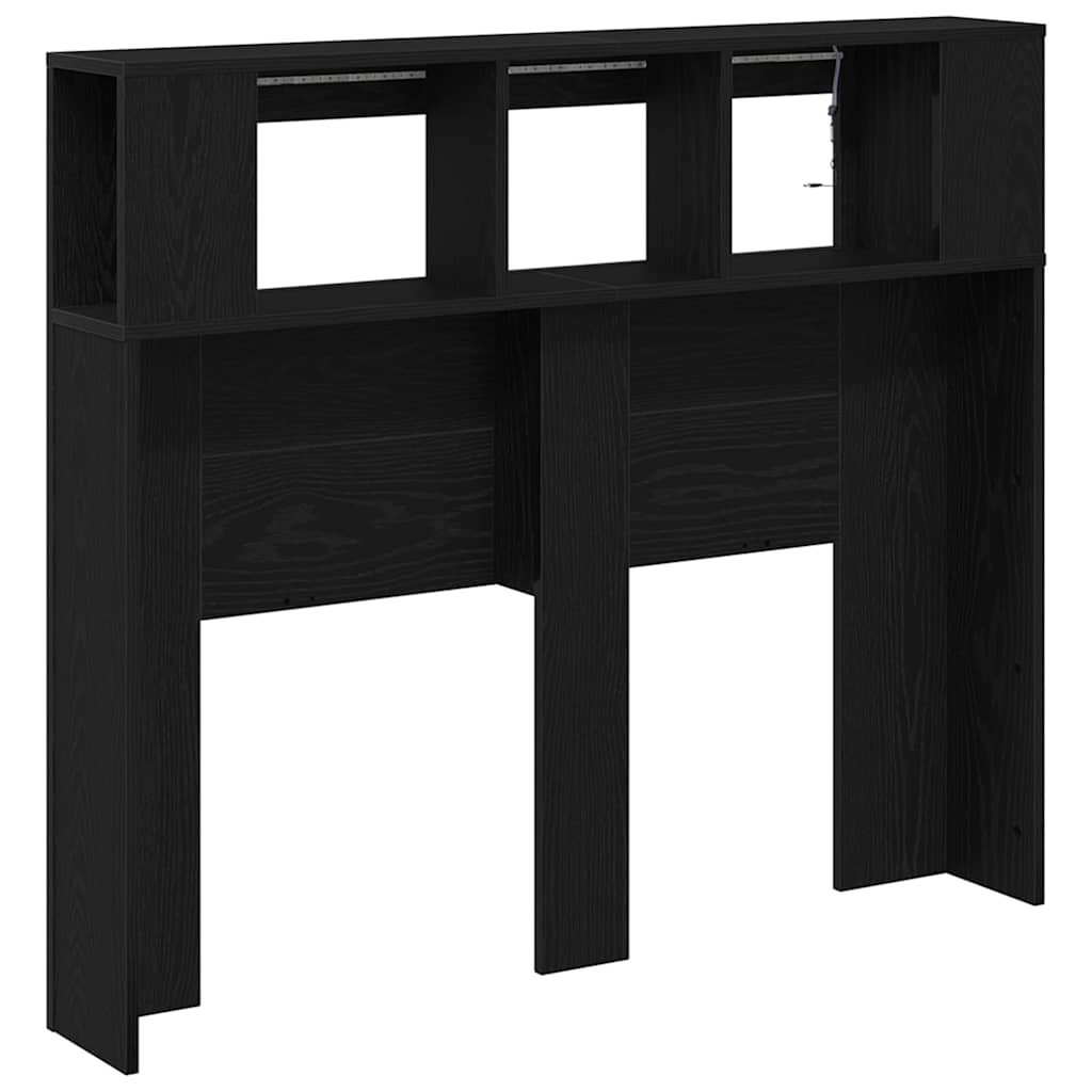 LED Headboard Black Oak 120 x 18.5 x 103.5 cm Engineered Wood